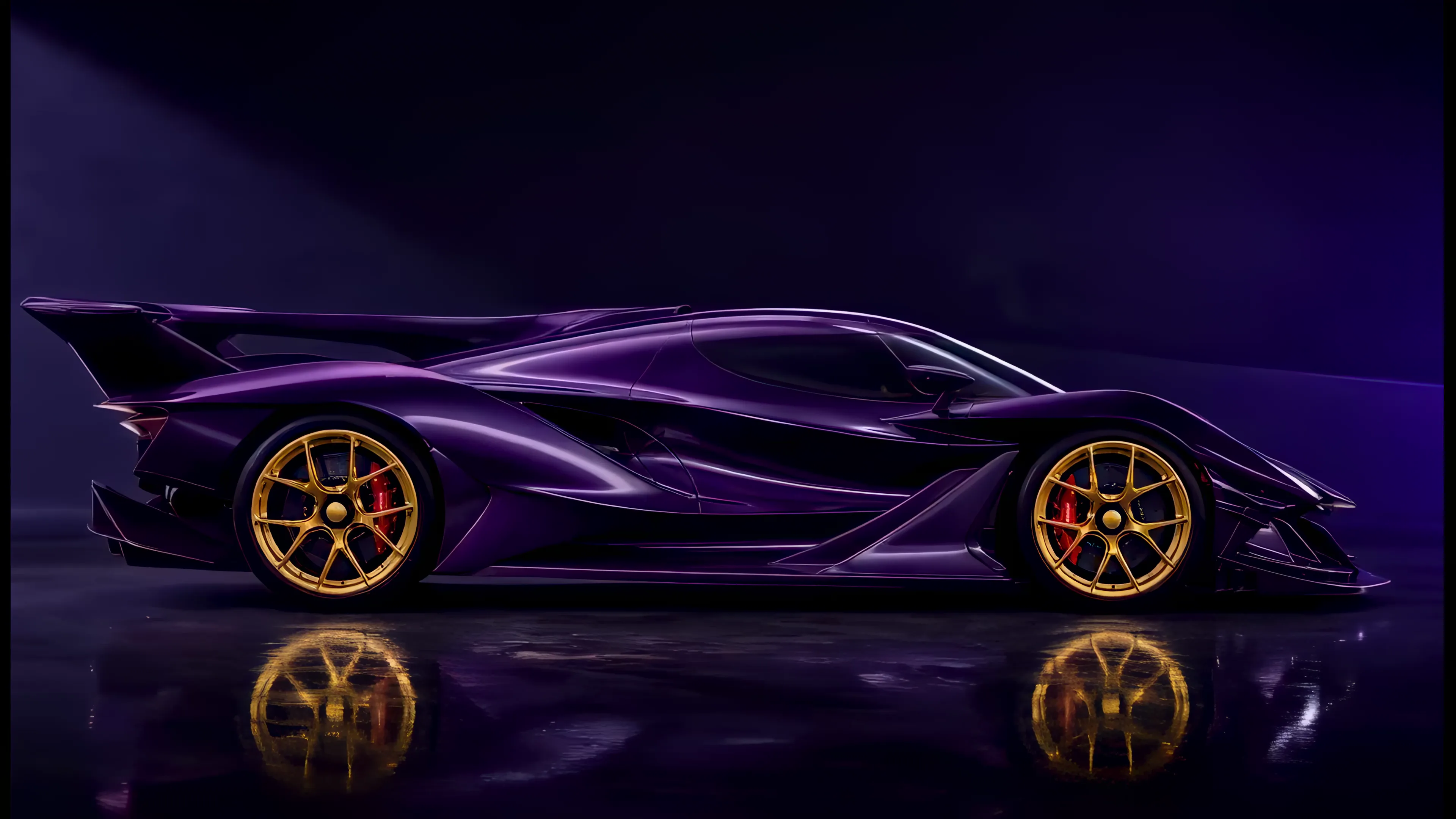 Apollo IE Purple Dragon 紫色碳纤维侧面与金色轮毂